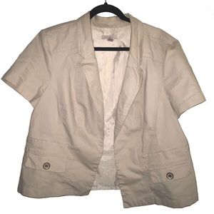 Roz & Ali- Beige Short Sleeve Jacket Blazer